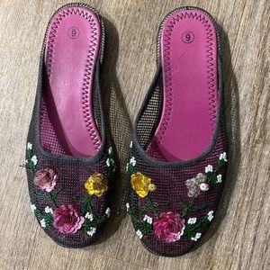 Cute Mule with Flower-Embellishments